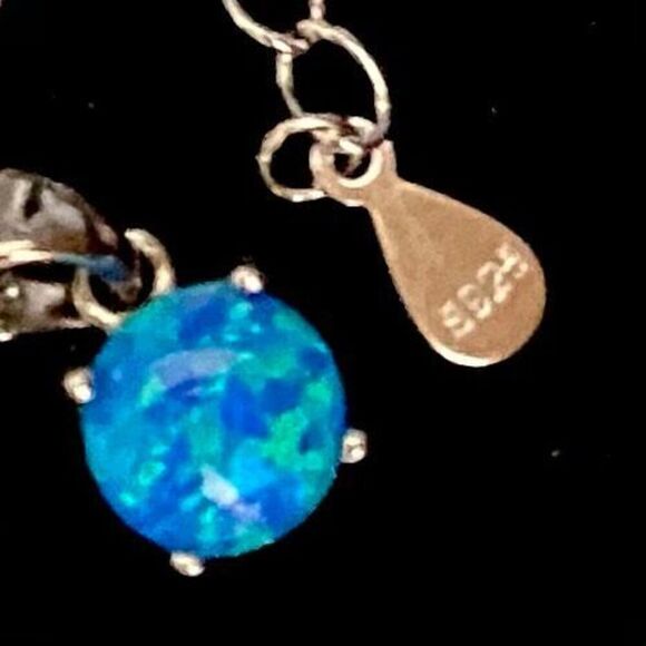 ART#2 Blue Opal & Sterling Silver Necklace - Picture 11 of 15